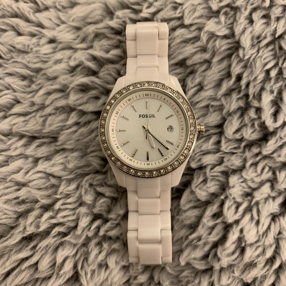 Fossil white acrylic watch